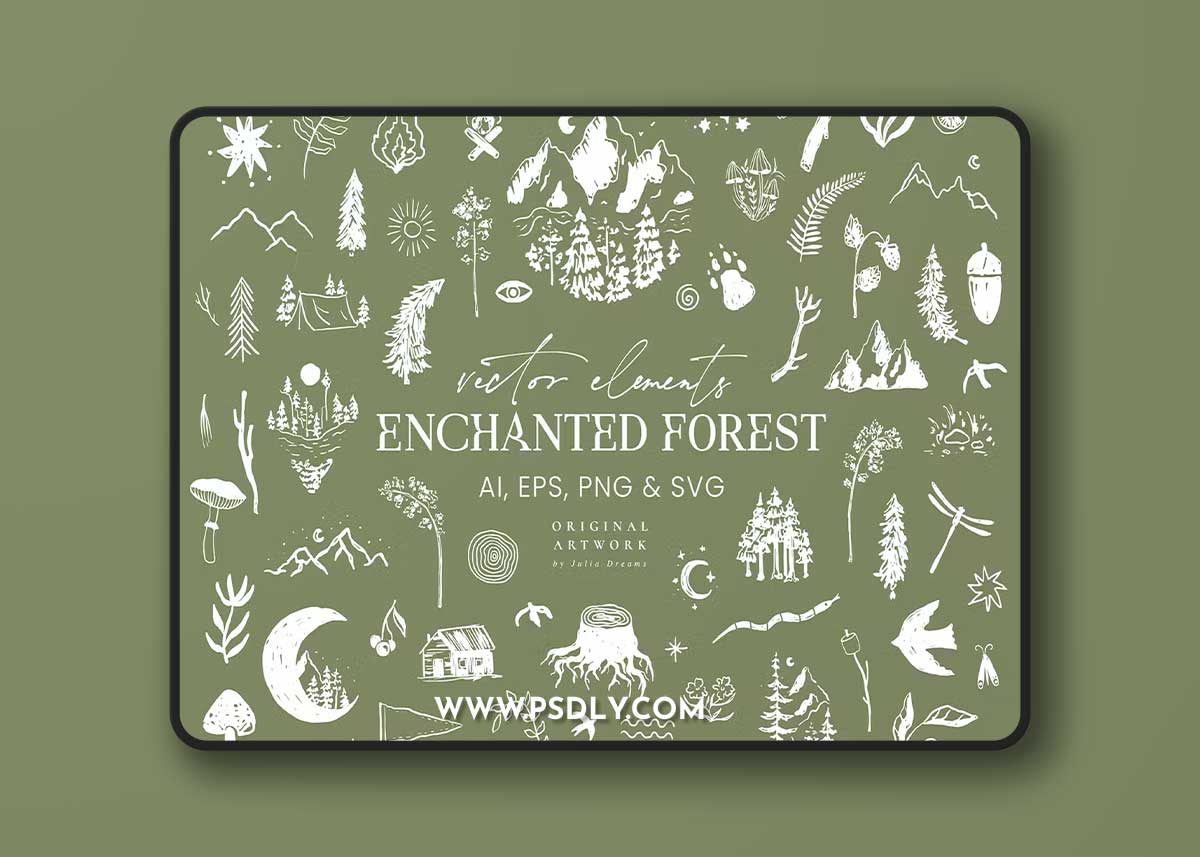 Enchanted Forest Vector Elements Woodland CCA4LN6