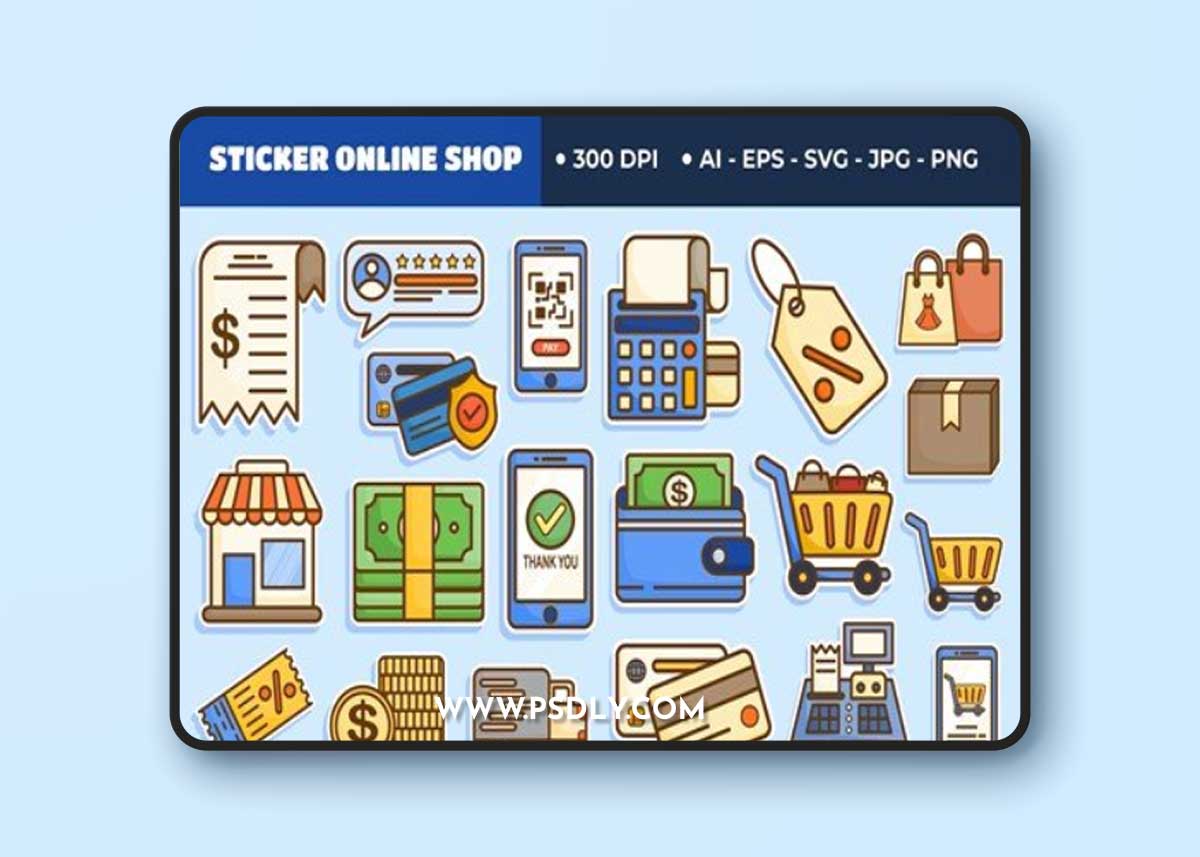 Online Shop Cute Sticker Set WTKC62L