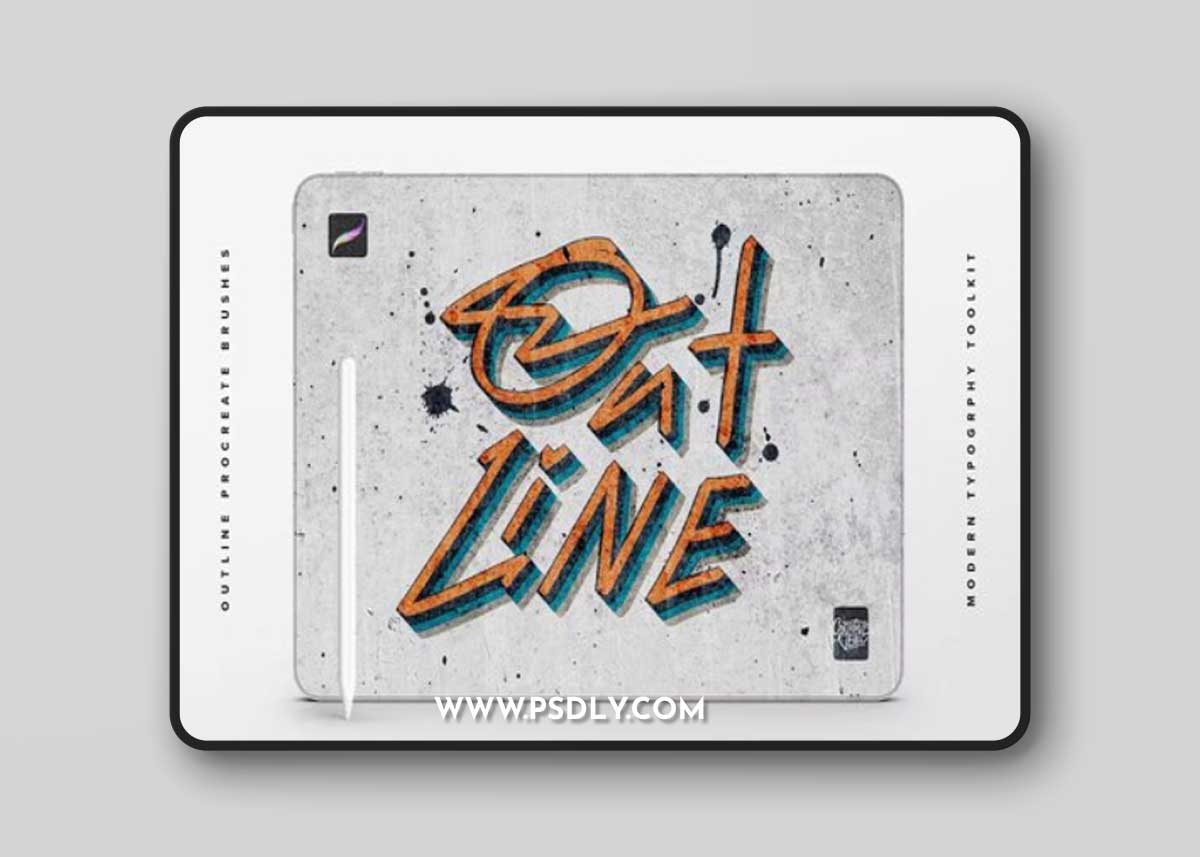 Outline Procreate Brushes - Modern Typography Toolkit