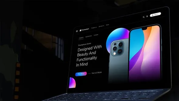 Videohive Laptop Screen Display Website Mockup 47193156