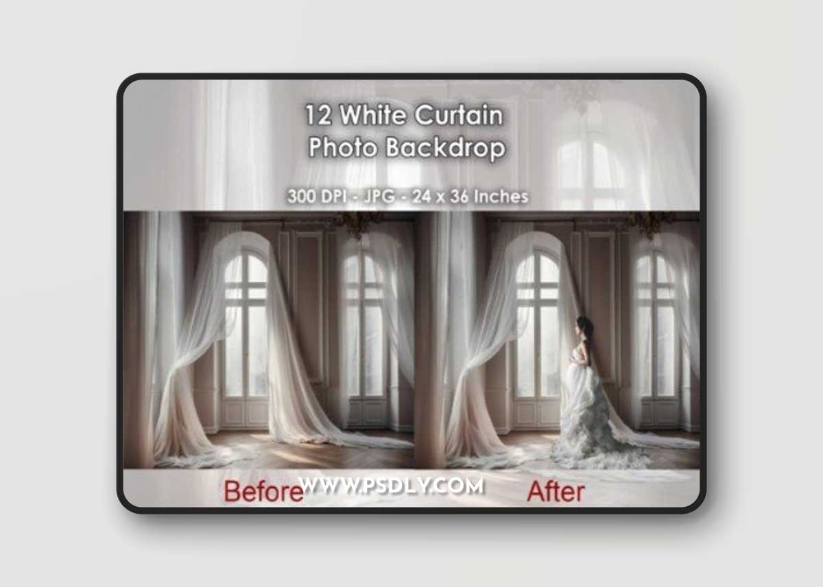 12 White & Pink Curtains Photo Backdrop