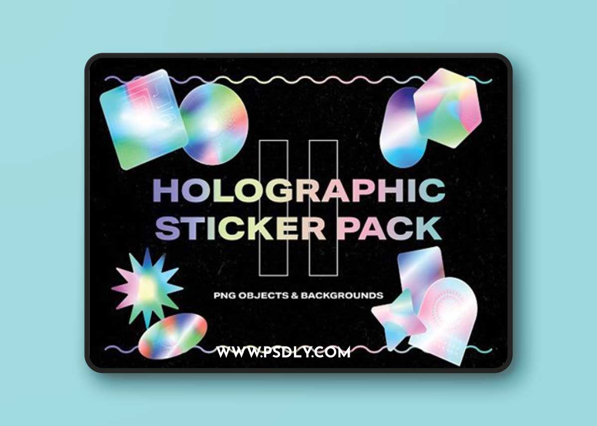 Holographic Sticker Pack V2 - PNG Objects & Backgrounds