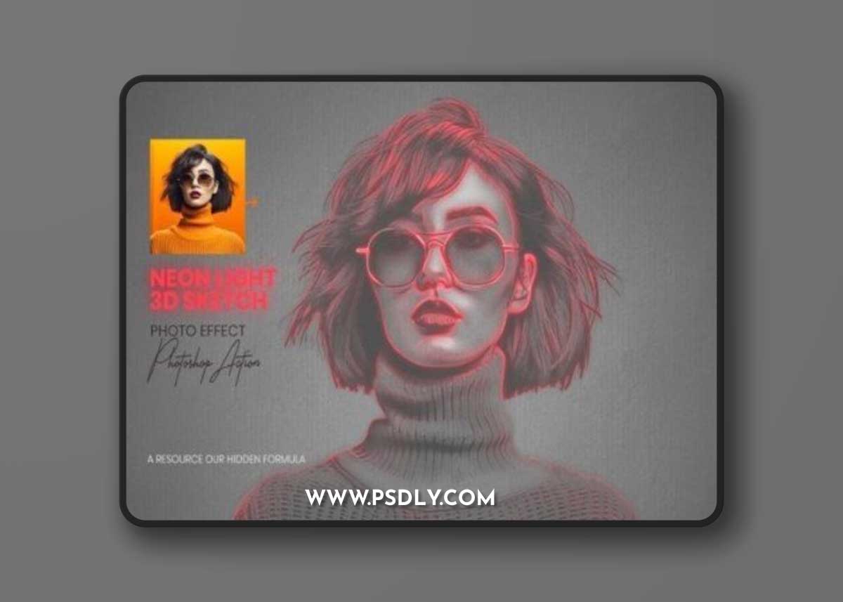 Photoshop 3D Neon Light Sketch