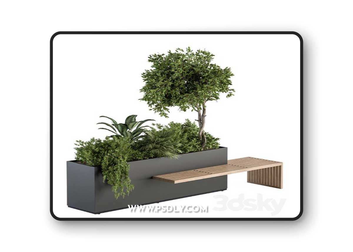Urban Furniture / Plant Box with Bench - Set 28