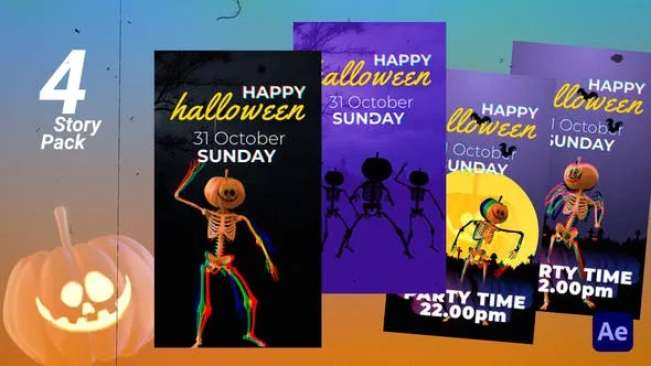 Videohive Halloween Skeleton Story Pack 48178091