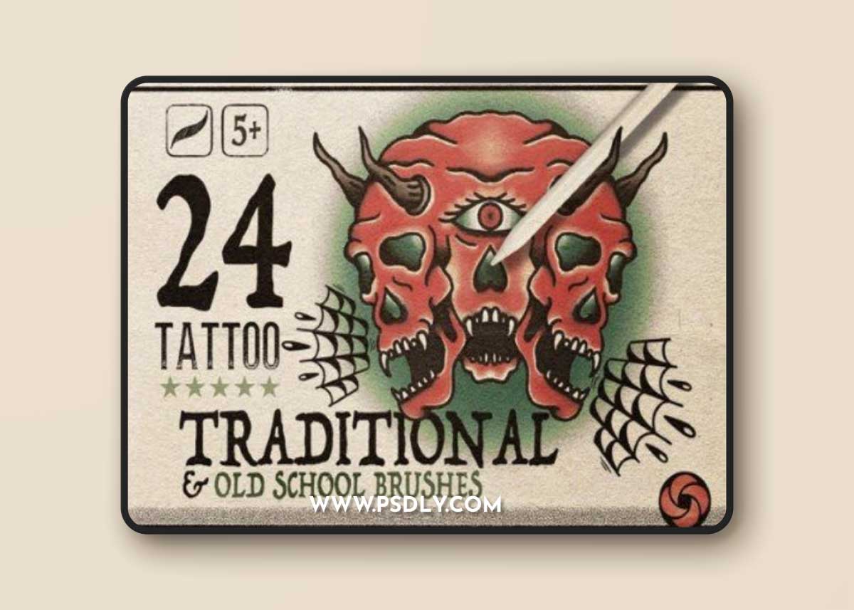 24 Traditional Tattoo Brushes