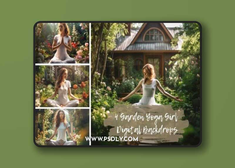 Garden Yoga Girl Digital Backdrops