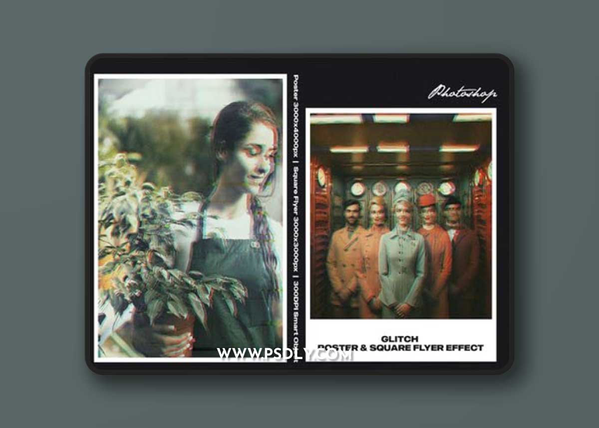 Glitch Square And Poster Effect