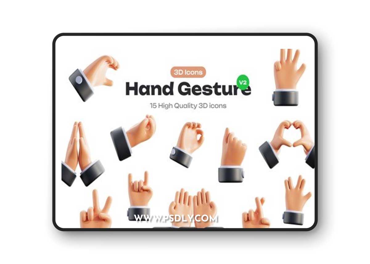 Hand Gesture 3D Icons Vol. 2 F9LA9SL