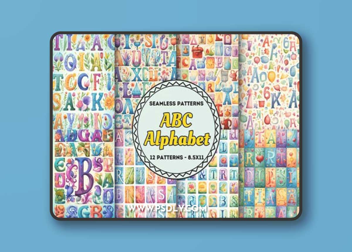 ABC Alphabet - 12 Seamless Patterns