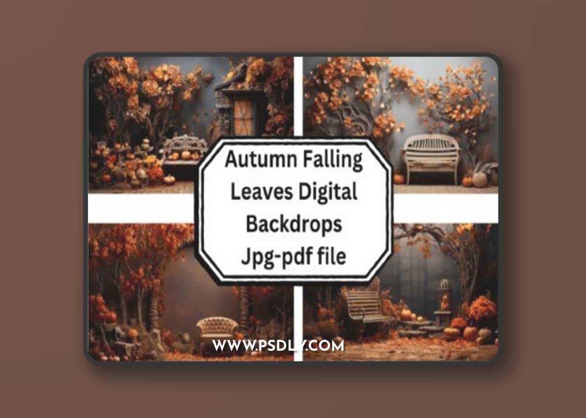 Autumn Falling Leaves Digital Backdrops