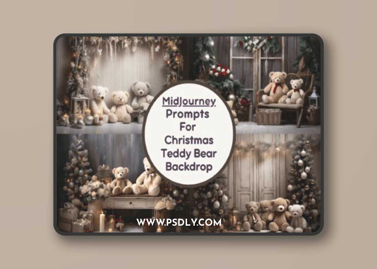 Christmas Teddy Bear Digital Backdrop