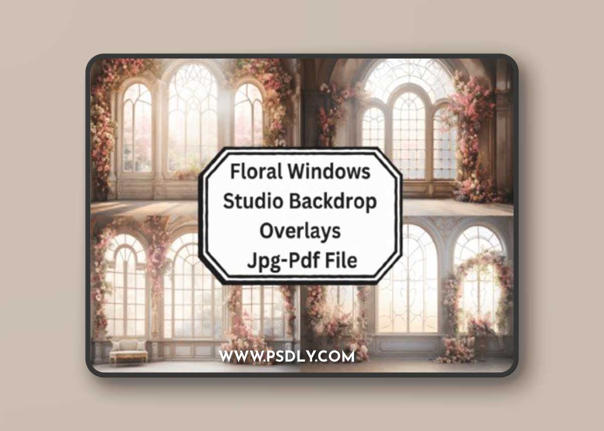 Floral Windows Studio Backdrop Overlays