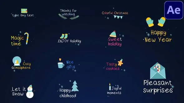 Videohive Colorful Christmas Titles | After Effects 35226898