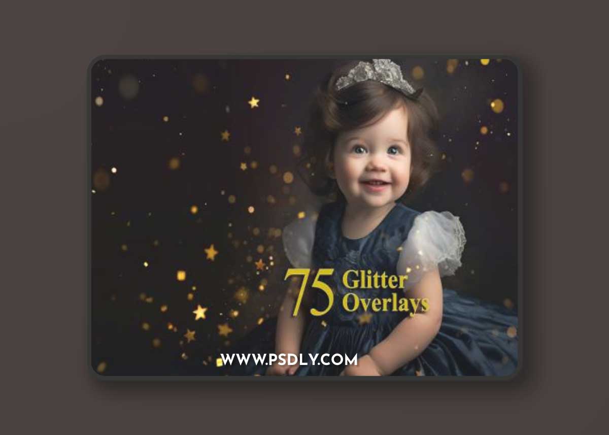 75 Glitter Overlays, Sparkle Effect for Photo Edit