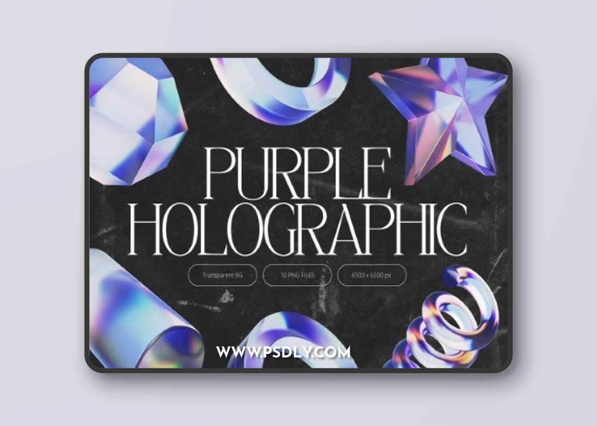 Creativemarket - 3D Purple Holographic Shapes