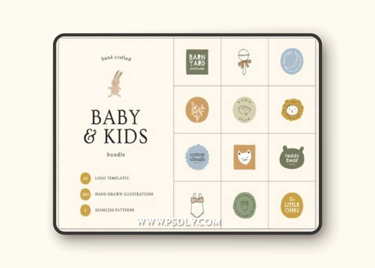 Creativemarket - BABY & KIDS Logos Doodles Patterns