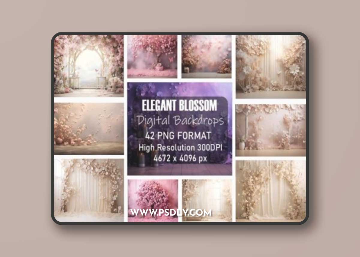 Elegant Blossom Digital Backdrops