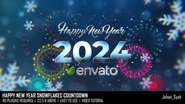 Videohive Happy New Year Snowflakes Countdown 49904670