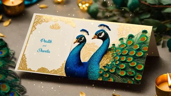 Videohive Peacock Theme Wedding Invitation 3D Design Slideshow 49920911