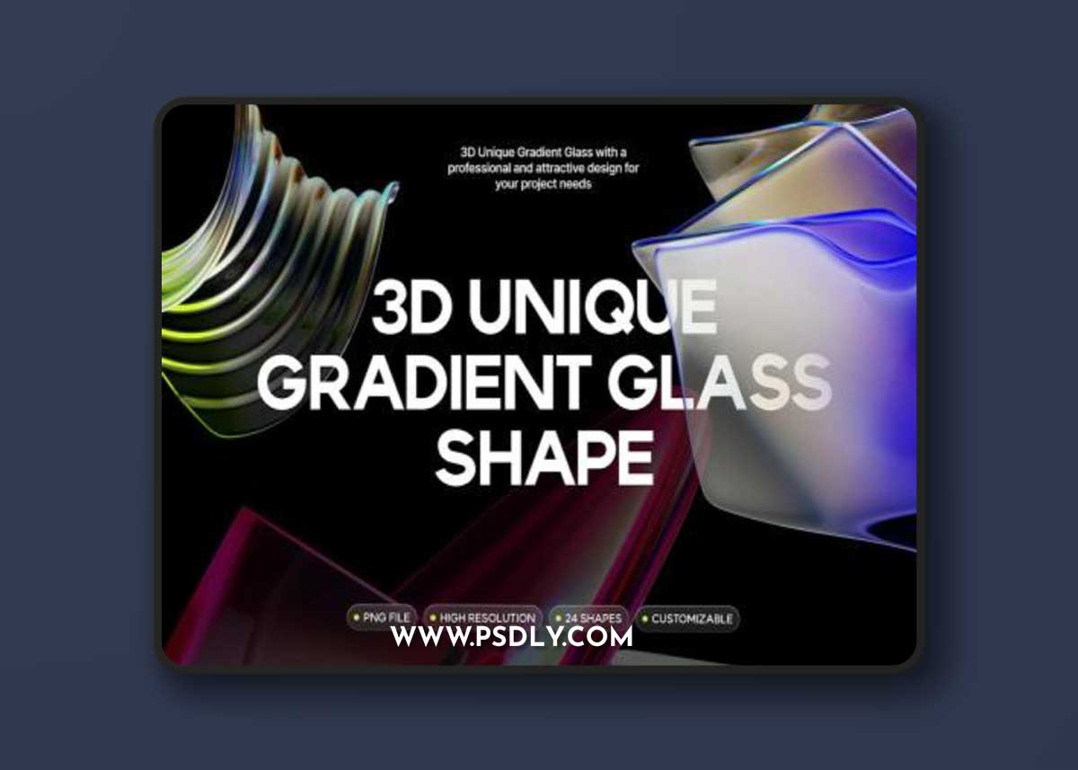 3D Unique Gradient Glass Shape