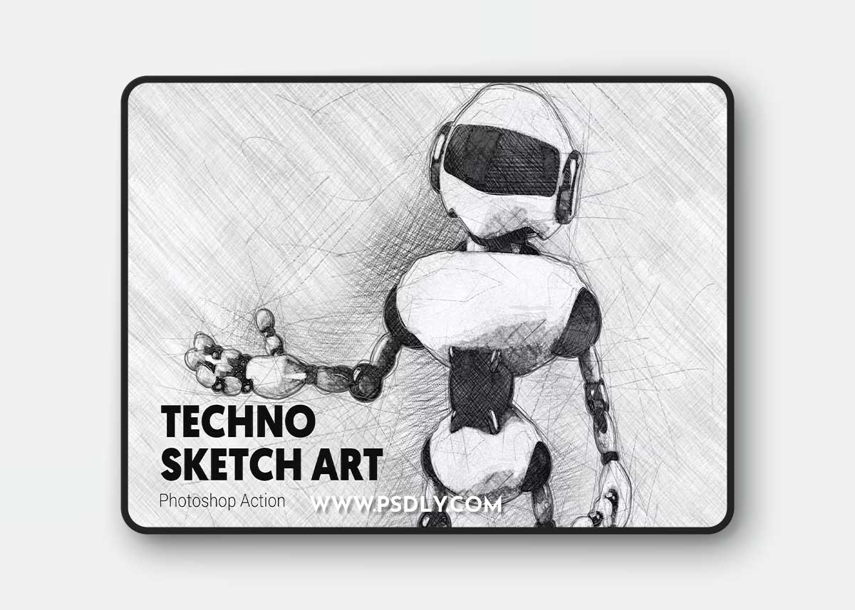 Techno Sketch Art Photoshop Action AA9LELP