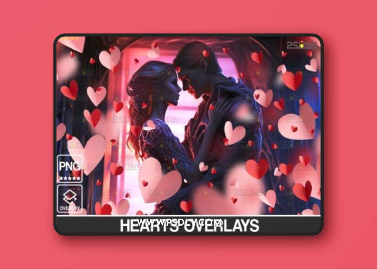 Valentine Photoshop Overlays, Hearts Png