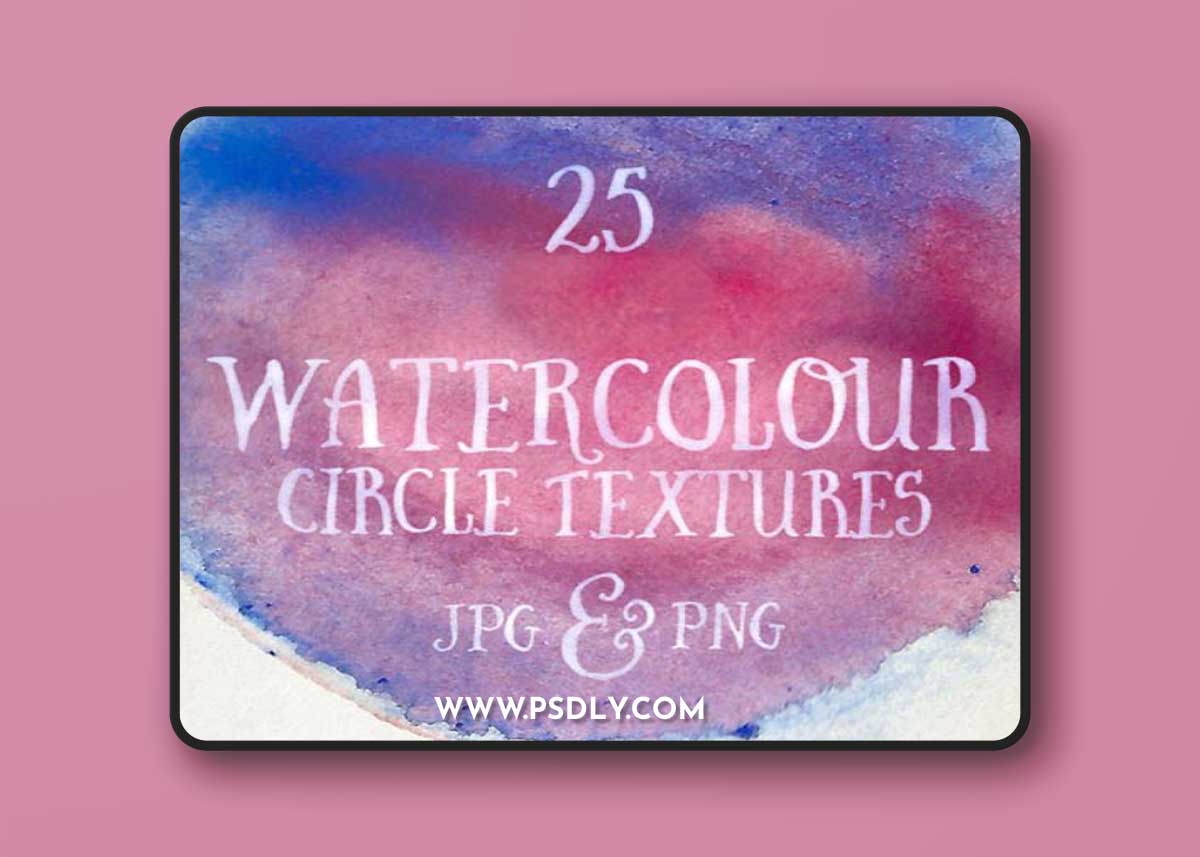 Watercolour Circle Textures - 25 PNG Templates