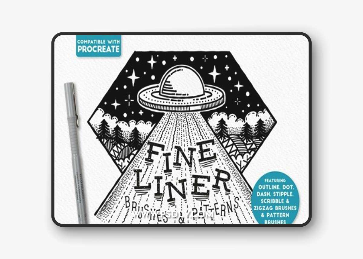 Fine Liner Brushes & Patterns - Procreate 3LSXFDD