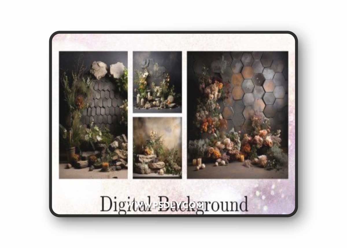 Floral Wedding Studio Backdrop Overlays