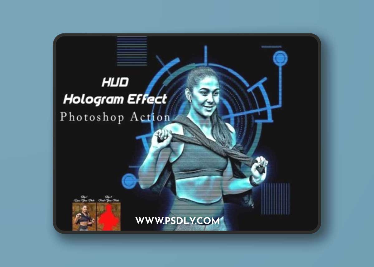 HUD Hologram Effect Photoshop Action 93079902