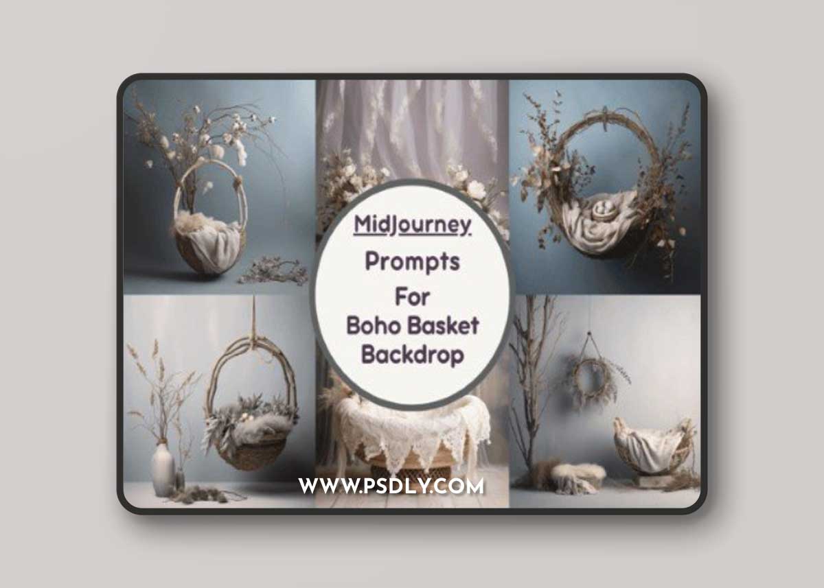 Boho Basket Digital Backdrops