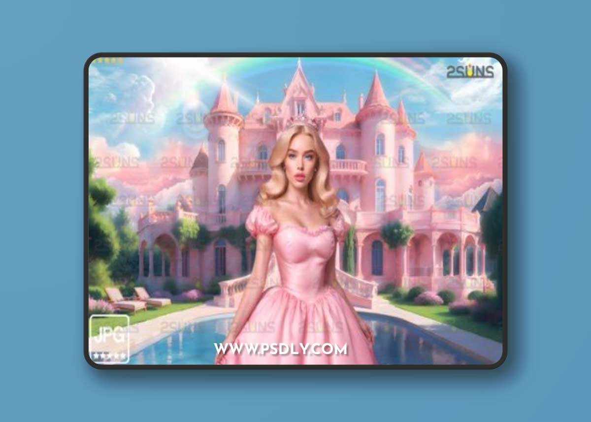 Pink Castle Backdrop, Princess