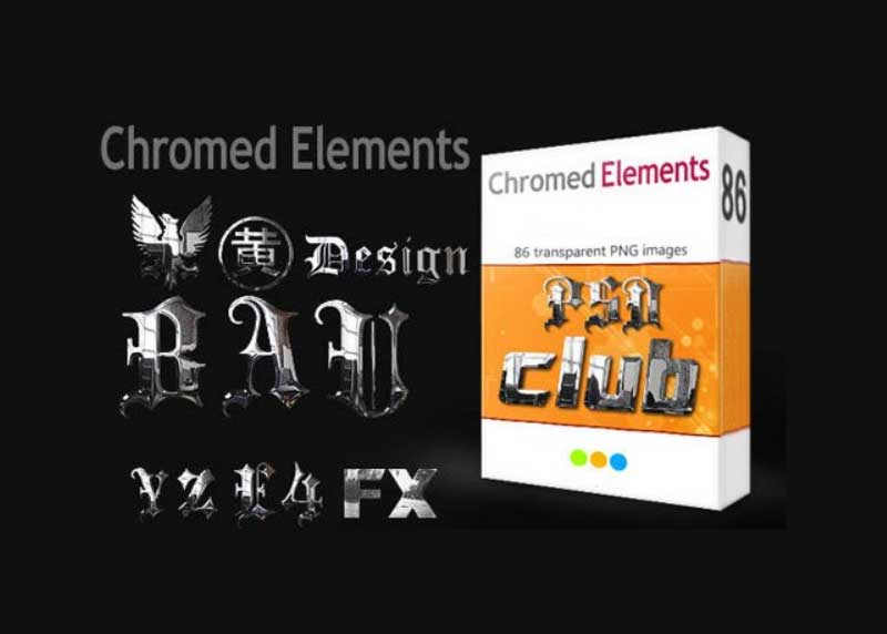 Realistic Chromed PNG Elements - Alphapet & Shapes