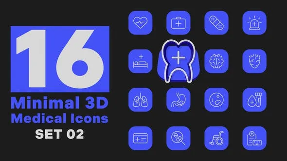 Videohive Minimal 3D - Medical Icons Set 2 52048982