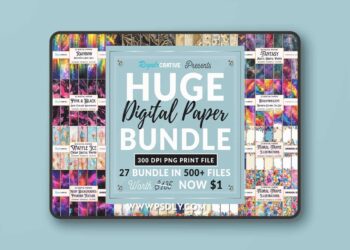 Huge Watercolor Digital Paper PNG Bundle