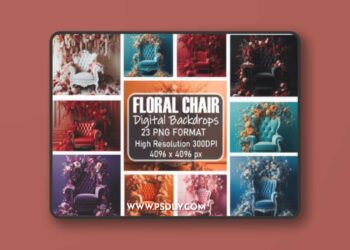 Luxury Floral Chair Digital Backdrops