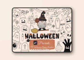 47Cute Halloween Procreate Stamp Brushes