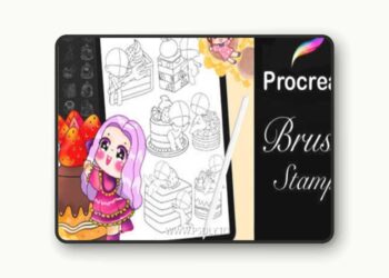 75 Procreate Bakery + Chibi Pose Stamps