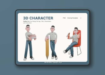 Writer 3DCartoon Character Creative Illustration TJXMZET