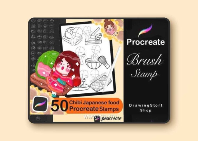 50 Procreate Chibi Stamps+Japanese Food 1 50 Procreate Chibi Stamps+Japanese Food