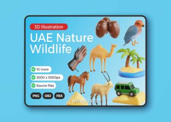 UAE Nature & Wildlife 3D Icon Set 3WHMDND