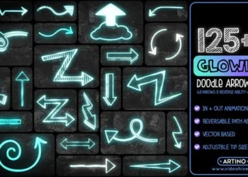 Videohive 125+ Glowing Doodle Arrows Pack 55315440