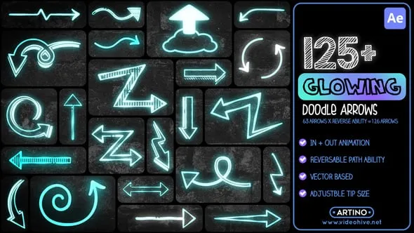 Videohive 125+ Glowing Doodle Arrows Pack 55315440 1 Videohive 125+ Glowing Doodle Arrows Pack 55315440
