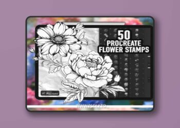 50 Flower Stamp Brushes for Procreate