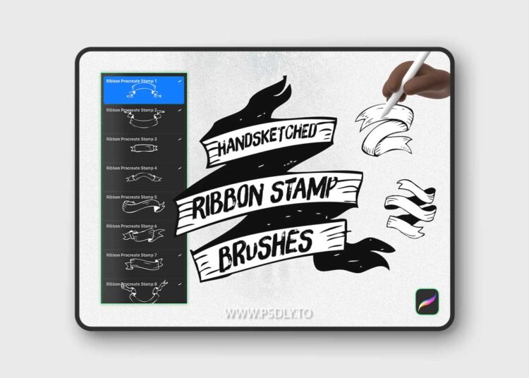 Handsketched Ribbon Procreate Stamp Brushes U6KWDXC 1 Handsketched Ribbon Procreate Stamp Brushes U6KWDXC
