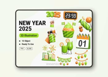 New Year 3D Icon Illustration SDH5Z6Z
