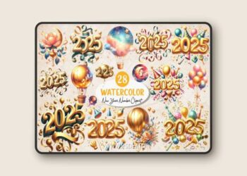 New Year Number 2025 Clipart Balloon PNGs