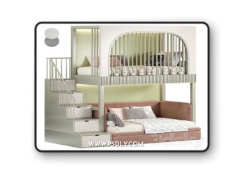3dsky Pro - Designer two-level bed Kids room 09