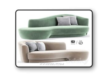 3dsky Pro - Mid-Century Modern Sculptural Curved Sofa By Weiman